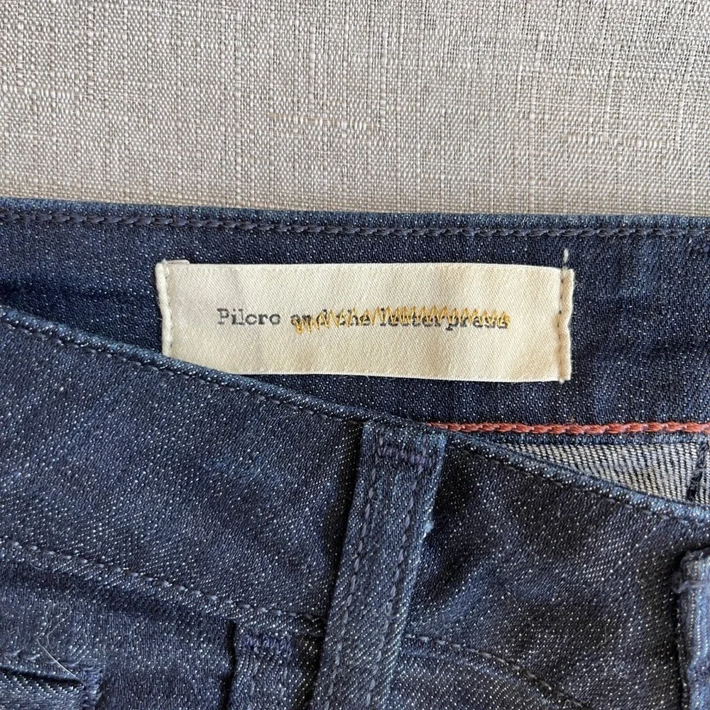 Anthropologie Pilcro Stet Flare Stretch Dark Wash Denim Jeans Women 28 x 32 Long